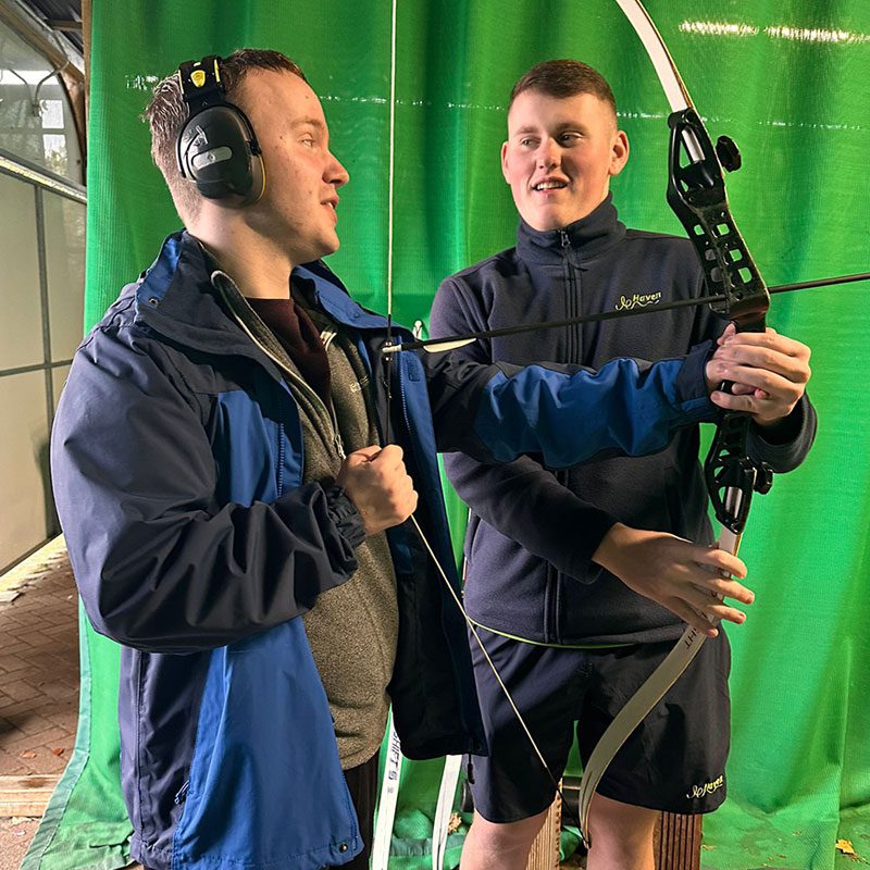 Angus learning archery